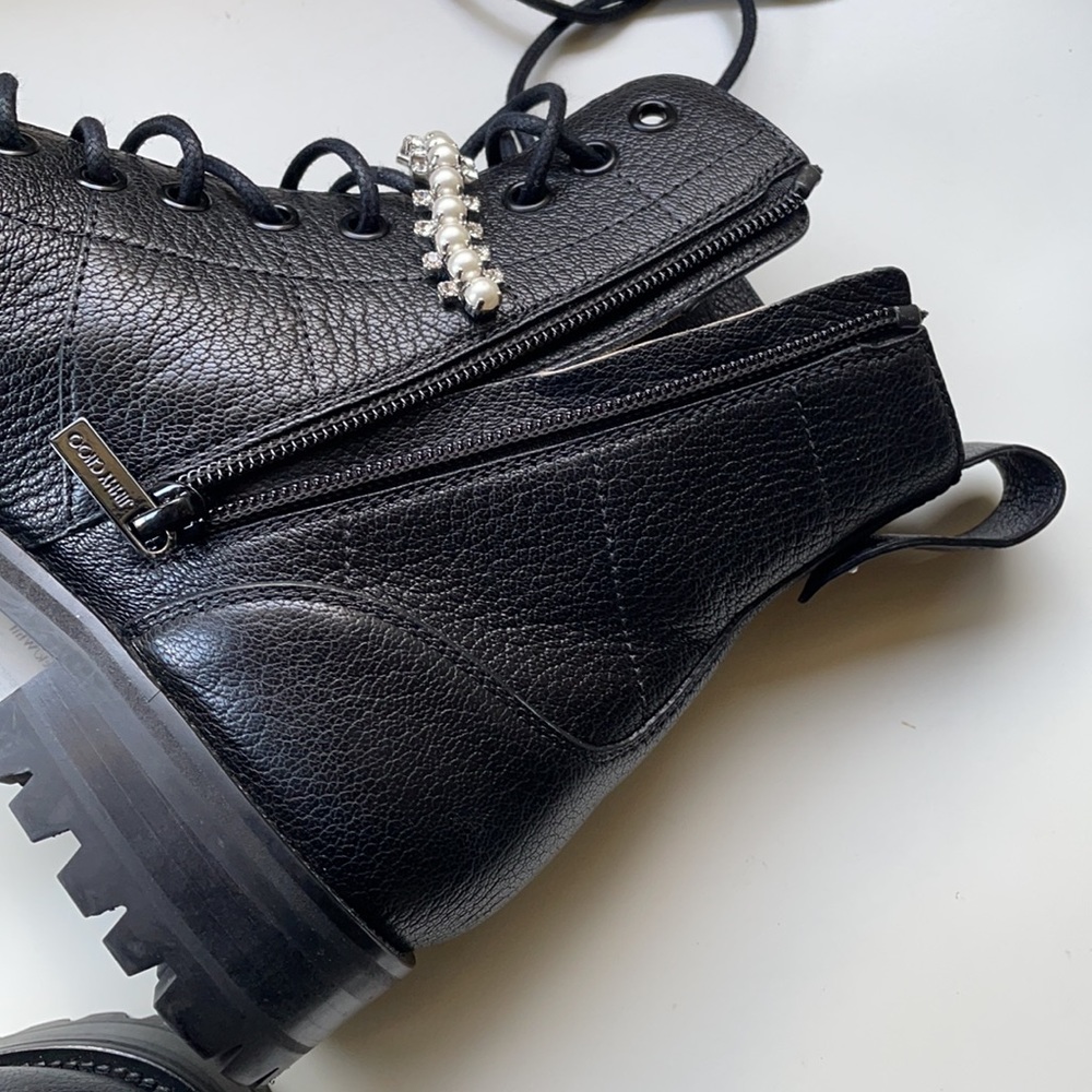 - Jimmy Choo
Cruz Flat Crystal/Pearl Detail Boot - Picture 14 of 16